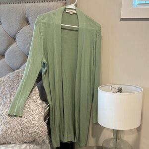 LOFT Women's Green Open Front Sweater